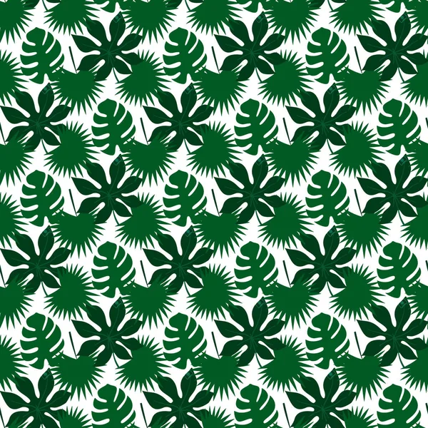 Tropical Monstera Aralia Leaf White Background Seamless Pattern Design — Image vectorielle