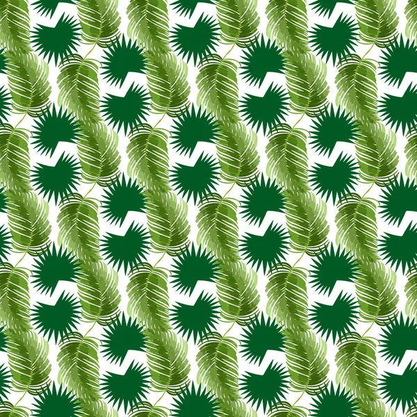 Tropical Monstera Coconut White Background Seamless Pattern Design — Image vectorielle