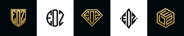 İlk harfler EDZ logosu Bundle dizayn eder. Bu koleksiyon kalkan, yuvarlak, elmas, dikdörtgen ve altıgen stil logoyla birleştirilmiştir. Vektör şablonu