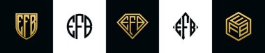 İlk harfler EFB logosu Bundle dizayn eder. Bu koleksiyon kalkan, yuvarlak, elmas, dikdörtgen ve altıgen stil logoyla birleştirilmiştir. Vektör şablonu