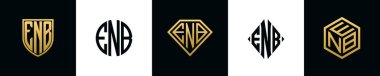 ENB logosu ilk harfleri Bundle dizayn eder. Bu koleksiyon kalkan, yuvarlak, elmas, dikdörtgen ve altıgen stil logoyla birleştirilmiştir. Vektör şablonu