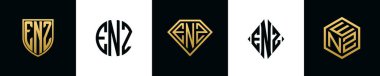ENZ logosu ilk harfleri Bundle dizayn eder. Bu koleksiyon kalkan, yuvarlak, elmas, dikdörtgen ve altıgen stil logoyla birleştirilmiştir. Vektör şablonu