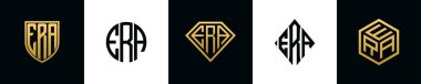İlk harfler ERA logosu Bundle dizayn eder. Bu koleksiyon kalkan, yuvarlak, elmas, dikdörtgen ve altıgen stil logoyla birleştirilmiştir. Vektör şablonu
