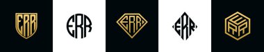 İlk harfler ERR logosu Bundle dizayn eder. Bu koleksiyon kalkan, yuvarlak, elmas, dikdörtgen ve altıgen stil logoyla birleştirilmiştir. Vektör şablonu