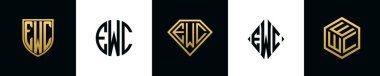 İlk harfler EWC logosu Bundle dizayn eder. Bu koleksiyon kalkan, yuvarlak, elmas, dikdörtgen ve altıgen stil logoyla birleştirilmiştir. Vektör şablonu