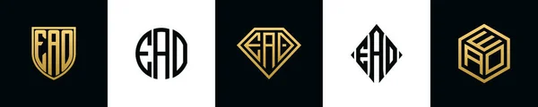 Initial Letters Eao Logo Designs Bundle Collection Incorporated Shield Diamond — Vetor de Stock