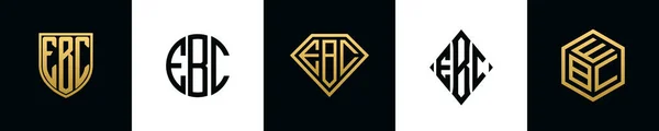 Initial Letters Ebc Logo Designs Bundle Collection Incorporated Shield Diamond — Stock vektor