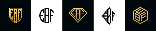 Initial Letters Ebf Logo Designs Bundle Collection Incorporated Shield Diamond — Vettoriale Stock