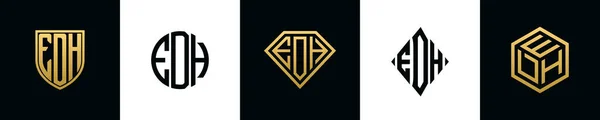 Initial Letters Edh Logo Designs Bundle Collection Incorporated Shield Diamond —  Vetores de Stock
