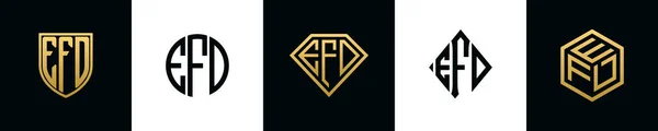 Initial Letters Efd Logo Designs Bundle Collection Incorporated Shield Diamond — Διανυσματικό Αρχείο