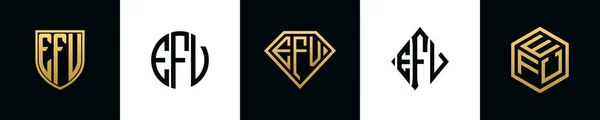 Lettere Iniziali Efv Logo Disegni Bundle Questa Collezione Incorporata Con — Vettoriale Stock