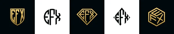 Efx 로고는 Bundle 디자인 컬렉션은 다이아몬드 사각형 육각형 스타일의 로고로 — 스톡 벡터