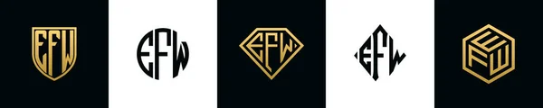 Initial Letters Efw Logo Designs Bundle Collection Incorporated Shield Diamond — ストックベクタ