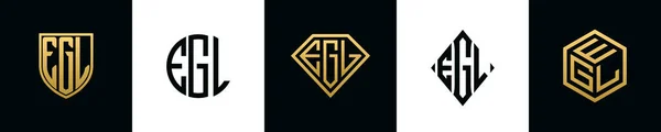 Initial Letters Egl Logo Designs Bundle Collection Incorporated Shield Diamond — Image vectorielle