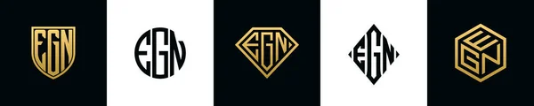 Initial Letters Egn Logo Designs Bundle Collection Incorporated Shield Diamond — Stockvector