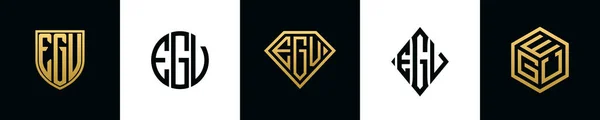 Initial Letters Egv Logo Designs Bundle Collection Incorporated Shield Diamond — стоковый вектор