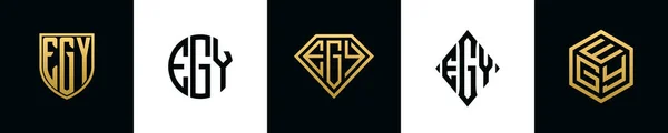 Initial Letters Egy Logo Designs Bundle Collection Incorporated Shield Diamond — стоковый вектор