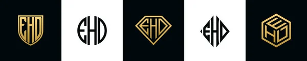 Initial Letters Ehd Logo Designs Bundle Collection Incorporated Shield Diamond — Vettoriale Stock