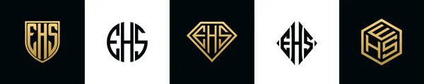 Initial Letters Ehs Logo Designs Bundle Collection Incorporated Shield Diamond — Vetor de Stock