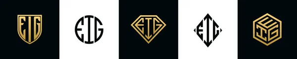 Initial Letters Eig Logo Designs Bundle Collection Incorporated Shield Diamond — стоковий вектор