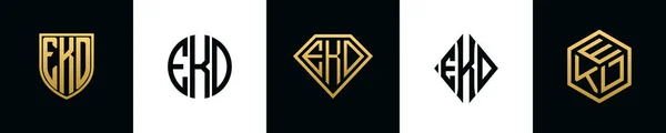 Initial Letters Ekd Logo Designs Bundle Collection Incorporated Shield Diamond — Stockový vektor