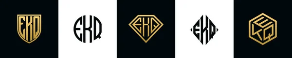 Initial Letters Ekq Logo Designs Bundle Collection Incorporated Shield Diamond — стоковый вектор
