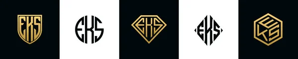 Initial Letters Eks Logo Designs Bundle Collection Incorporated Shield Diamond — Vetor de Stock