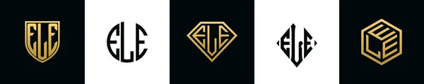 Initial Letters Ele Logo Designs Bundle Collection Incorporated Shield Diamond — Vetor de Stock
