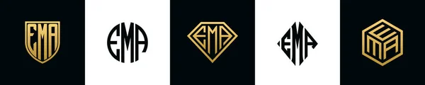 Initial Letters Ema Logo Designs Bundle Collection Incorporated Shield Diamond — стоковый вектор