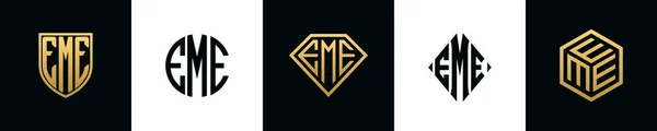 Initial Letters Eme Logo Designs Bundle Collection Incorporated Shield Diamond — 스톡 벡터