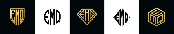 Initial Letters Emq Logo Designs Bundle Collection Incorporated Shield Diamond — ストックベクタ