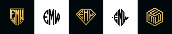 Letras Iniciales Emw Logo Designs Bundle Esta Colección Incorporada Con — Vector de stock