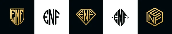 Initial Letters Enf Logo Designs Bundle Collection Incorporated Shield Diamond — Vetor de Stock