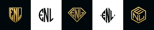 Початкові Літери Логотипу Enl Bundle Колекція Включає Себе Щит Круглий — стоковий вектор