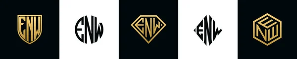 Enw 로고는 Bundle 디자인 컬렉션은 다이아몬드 사각형 육각형 스타일의 로고로 — 스톡 벡터