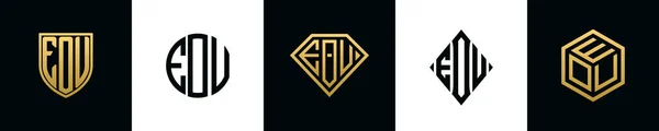 Initial Letters Eou Logo Designs Bundle Collection Incorporated Shield Diamond —  Vetores de Stock