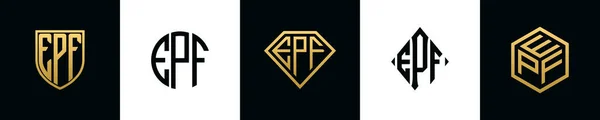 Initial Letters Epf Logo Designs Bundle Collection Incorporated Shield Diamond — стоковий вектор