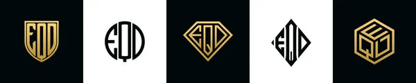 Eqd 로고는 Bundle 디자인하였다 컬렉션은 다이아몬드 사각형 육각형 스타일의 로고로 — 스톡 벡터
