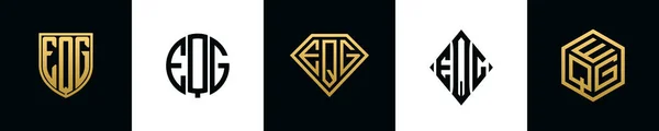 Initial Letters Eqg Logo Designs Bundle Collection Incorporated Shield Diamond —  Vetores de Stock