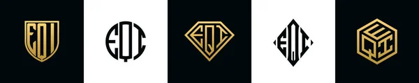 Initial Letters Eqi Logo Designs Bundle Collection Incorporated Shield Diamond — стоковый вектор