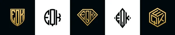 Initial Letters Eqk Logo Designs Bundle Collection Incorporated Shield Diamond —  Vetores de Stock