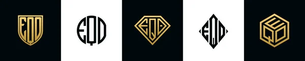 Initial Letters Eqo Logo Designs Bundle Collection Incorporated Shield Diamond —  Vetores de Stock
