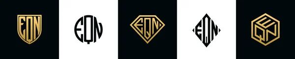 Initial Letters Eqn Logo Designs Bundle Collection Incorporated Shield Diamond — Vetor de Stock
