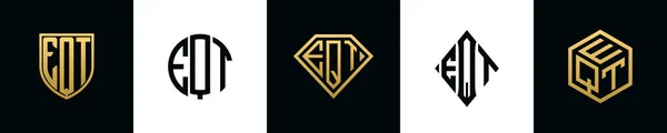 Initial Letters Eqt Logo Designs Bundle Collection Incorporated Shield Diamond — Vetor de Stock