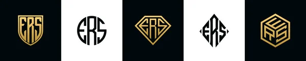 Initial Letters Ers Logo Designs Bundle Collection Incorporated Shield Diamond — Vetor de Stock