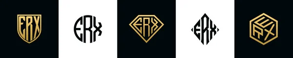 Initial Letters Erx Logo Designs Bundle Collection Incorporated Shield Diamond — Stok Vektör