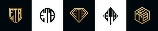 Initial Letters Etb Logo Designs Bundle Collection Incorporated Shield Diamond —  Vetores de Stock