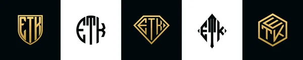 Initial Letters Etk Logo Designs Bundle Collection Incorporated Shield Diamond — Image vectorielle