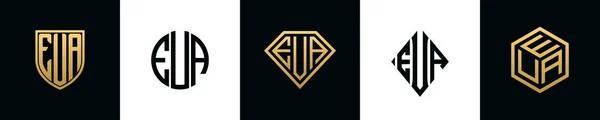 Initial Letters Eua Logo Designs Bundle Collection Incorporated Shield Diamond —  Vetores de Stock