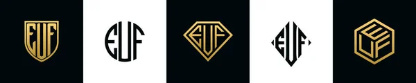 Initial Letters Euf Logo Designs Bundle Collection Incorporated Shield Diamond —  Vetores de Stock